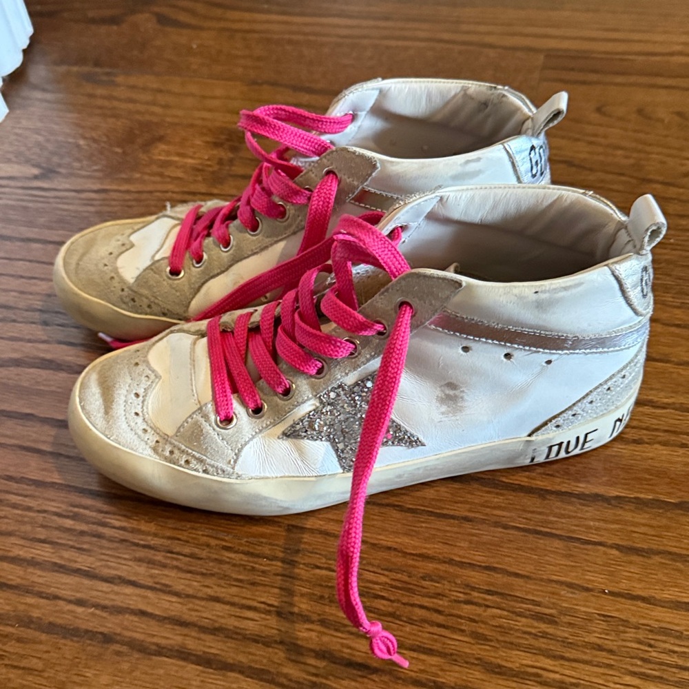 Golden Goose White Sneakers with Pink Laces - Picture 4 of 6